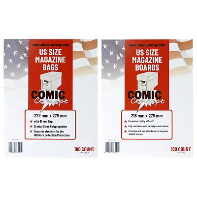 Buy Comic Concept Comic Bags And Backing Boards -- US MAGAZINE Size -- Great Value!! • 11.49£