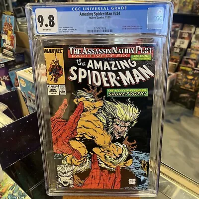 Buy Amazing Spider-Man #324 CGC 9.8 Graded WHITE Pages. Todd McFarlane Cover Art! • 182.06£