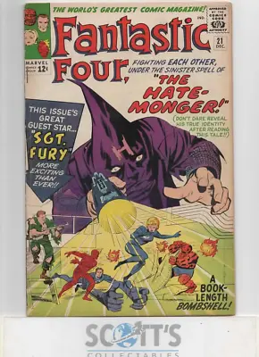 Buy Fantastic Four  #21  Vg/fn   1st Hate Monger • 250£