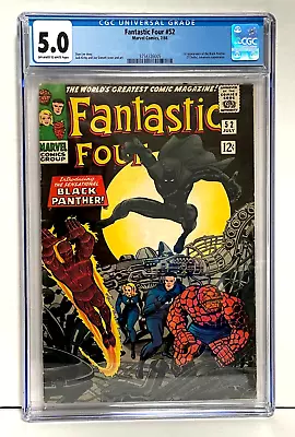 Buy Fantastic Four #52 (1966 Marvel Comics) CGC 5.0 First Black Panther Silver Key! • 612.72£