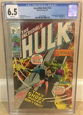 Buy Incredible Hulk #142 Cgc 6.5 Valkyrie App Tom Wolfe Cameo Radical Chic Story • 80.35£