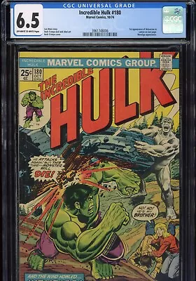 Buy Incredible Hulk #180 CGC 6.5 OW/W 1st Cameo App Wolverine Logan 1974 Marvel • 648.48£