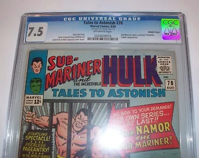 Buy CGC 7.5 TALES TO ASTONISH #70 With DOUBLE COVER & Solo Sub Mariner From 1965 • 474.94£
