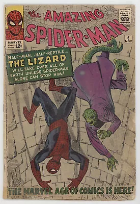 Buy Amazing Spider-Man 6 Marvel 1963 GD VG 1st Lizard Steve Ditko Stan Lee • 672.02£