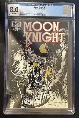 Buy CGC 8.0 Moon Knight #21 (7/1982) Bill Sienkiewicz [3698950002] White Pages • 79.05£