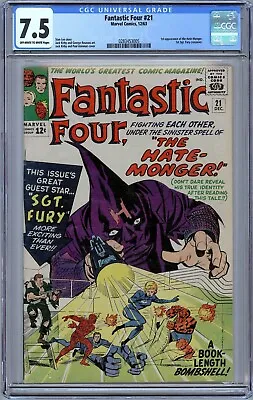 Buy Fantastic Four #21. 1st Appearance Of The Hate-Monger. Stan Lee & Kirby. CGC 7.5 • 474.36£