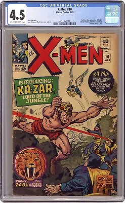 Buy Uncanny X-Men #10 CGC 4.5 1965 4211959003 1st SA Ka-Zar • 234.54£