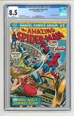 Buy Amazing Spider-Man #125 CGC 8.5 VFN+ Man Wolf Origin • 175£