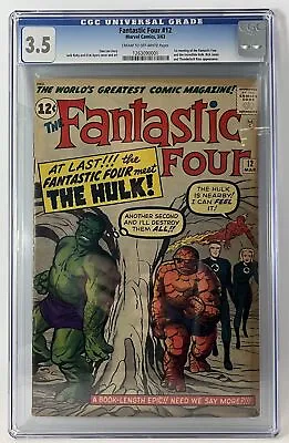 Buy Fantastic Four #12 1st Hulk Vs. Thing CGC 3.5 Very Good- • 860.38£