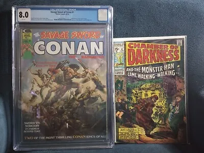 Buy Savage Sword Of Conan #1 (1974) Cgc 8.0 White + Chamber Of Darkness #4 (1970) Vf • 251.49£