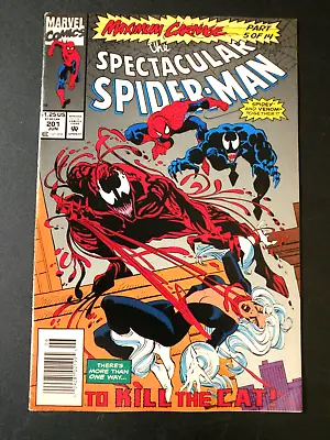 Buy Spectacular Spider-Man # 201 VF+ Maximum Carnage Part 5 Newsstand Black Cat • 3.38£