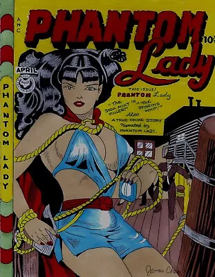 Buy Phantom Lady # 17 Cover Recreation Original Comic Color Art On Card Stock • 239.85£