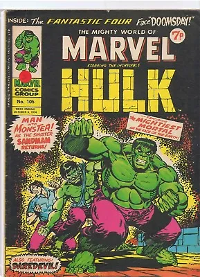Buy The Mighty World Of Marvel #105 The Incredible Hulk Marvel Comics UK 1974 Bronze • 5.99£