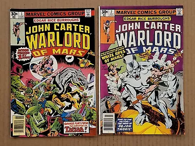 Buy John Carter Warlord Of Mars #1,2 Lot Of 2 Marvel 1977 VF+ • 10.39£