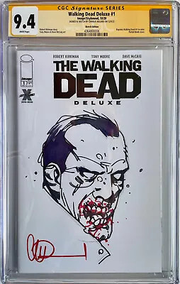 Buy Walking Dead Deluxe #1 Blank Cover + Zombie Negan Sketch Charlie Adlard CGC 9.4 • 169.95£