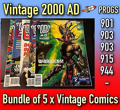 Buy 2000 AD 5 X Comic Bundle: Progs 901 903 903 915 & 944 Vintage Used 1990s #7AD10 • 4.99£