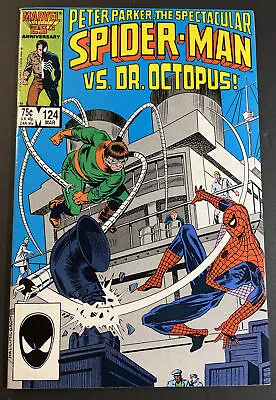Buy Spectacular Spider-Man #124 Peter Parker Vs Dr Octopus Marvel 1987 NM- (A83) • 4£