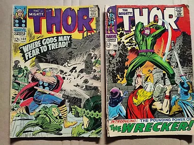 Buy Thor 132 148 Low Grade Lot Of 2 Marvel 1966 1968 1st Appearance Wrecker Ego • 17.39£