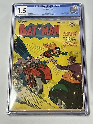 Buy 1946 D.C. Comics Batman 34 CGC 1.5 Motorcycle Cover • 281.50£