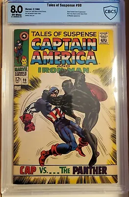 Buy ~TALES OF SUSPENSE #98~ (1968) ~CAP VS...THE PANTHER~~JACK KIRBY Cover~~CBCS 8.0 • 184.98£