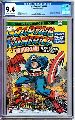 Buy Captain America 193 CGC Graded 9.4 NM Jack Kirby Returns Marvel Comics 1976 • 159.86£
