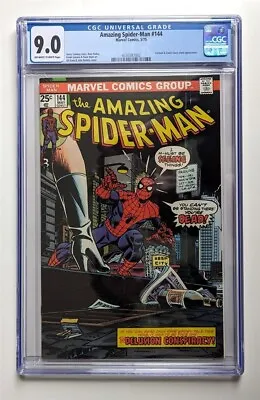 Buy  Amazing Spiderman #144 Cgc 9.0 Vf- Near Mint 1975 Ow - White Pages • 118.74£