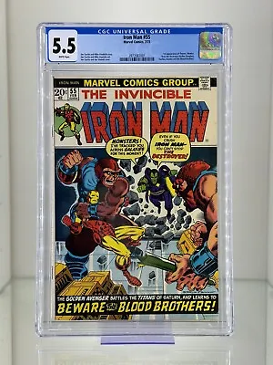 Buy Iron Man #55 CGC 5.5 White Pages Marvel Comics 1973 1st Appearance Of Thanos • 411.75£