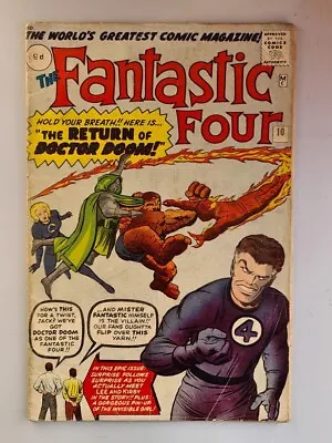 Buy Fantastic Four #10 Vg (4.0) January 1963 3rd App Dr Doom Married Add Page ** • 249.99£