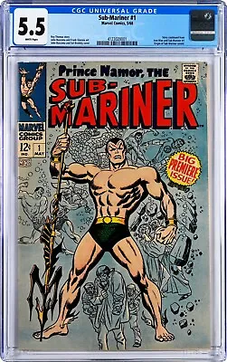 Buy SUB-MARINER #1 1968 CGC 5.5 WHITE PAGES - Debuts In Black Panther 2 🔑💥 • 325.95£