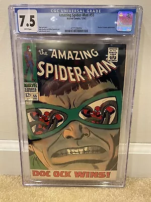 Buy Amazing Spider-Man 55 CGC 7.5 1967 Classic Doc Ock Cover WHITE ❄️ PAGES ❄️ • 284.97£