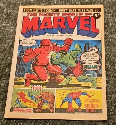 Buy Mighty World Of Marvel #14 Jan 1973 Hulk, Spider-Man, Fantastic Four, Dr Doom FN • 9.99£