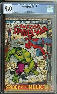 Buy Amazing Spider-Man #119 CGC 9.0 Marvel Comic 1973 Hulk White Pages • 317.20£