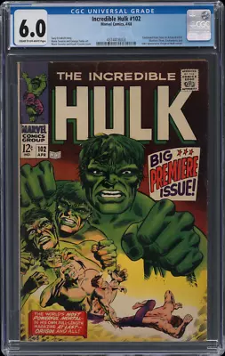 Buy 1968 Incredible Hulk 102 CGC 6.0 Origin Of Hulk Retold • 195.87£