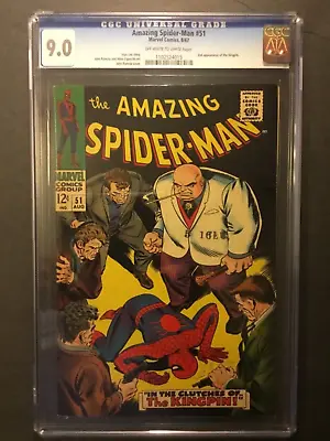 Buy Amazing Spider-Man #51 CGC 9.0 -- 1967 -- 1st Kingpin Cover.  John Romita • 889.43£