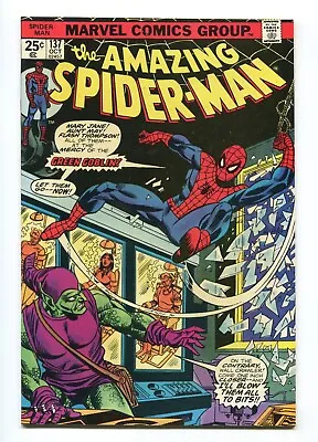 Buy Amazing Spider-man #137 - 2nd Full Harry Osborn Green Goblin - Big Battle - 1974 • 76.66£