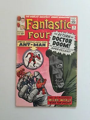 Buy Fantastic Four 16 Dr Doom Appearance Marvel Comics 1963 • 179.89£