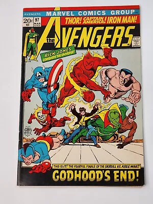 Buy Avengers 97 Marvel Comics Kree-Skrull War Part 9 Bronze Age 1972 • 31.62£