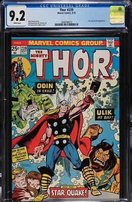 Buy Thor #239 CGC 9.2 WHITE 1st Appearance Of Osiris, Horus & Isis 1975 • 198.24£