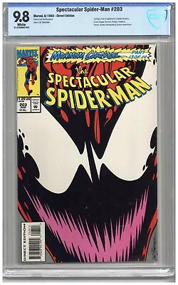 Buy Spectacular Spider-Man  # 203  CBCS   9.8   NMMT   White Pgs  8/93  Carnage Cove • 134.04£