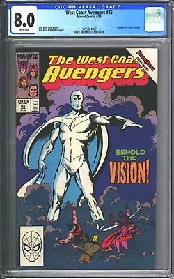 Buy West Coast Avengers #45 CGC 8.0 (1989) - 1st Appearance White Vision - White Pgs • 29£