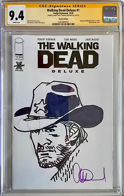 Buy Walking Dead Deluxe #1 Blank Cover W/Rick Grimes Sketch Charlie Adlard CGC 9.4 • 169.95£