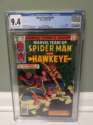 Buy Marvel Team-Up #92  CGC 9.4  Marvel Comics  1980 - Spider-Man & Hawkeye 🇺🇸🇺🇸 • 59.30£