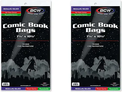 Buy Resealable Silver Age Thick Comic Bag - 200 Ct • 29.53£