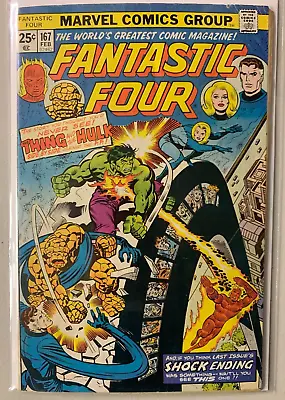 Buy Fantastic Four #167 Marvel 1st Series Fantastic Four Vs Hulk 6.0 FN (1976) • 15.81£