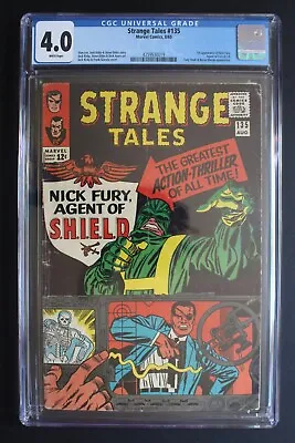 Buy Strange Tales #135 ORIGIN 1st Colonel NICK FURY MCU Agent Of SHEILD 1965 CGC 4.0 • 98.79£