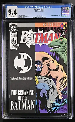 Buy Batman #497***Bane Breaks Batman's Back***CGC GRADE 9.4 Near M+***WHITE PAGES*** • 39.65£