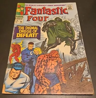 Buy Fantastic Four #58 (Marvel 1966) Classic Doctor Doom Cover Silver Age Key VG/VG+ • 22.53£