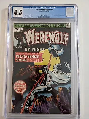 Buy Werewolf By Night #33 1975 CGC 4.5 White Pages 2nd Appearance Of Moon Knight  • 128.68£