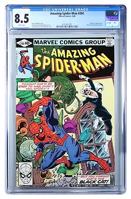 Buy Amazing Spider-Man #204 Black Cat Appearance CGC VF+ 8.5 White Pages 4397461001 • 27.75£