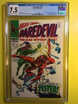 Buy Daredevil #42 Origin And 1st Appearance Of The Jester CGC 7.5 Marvel 1968. • 88.34£